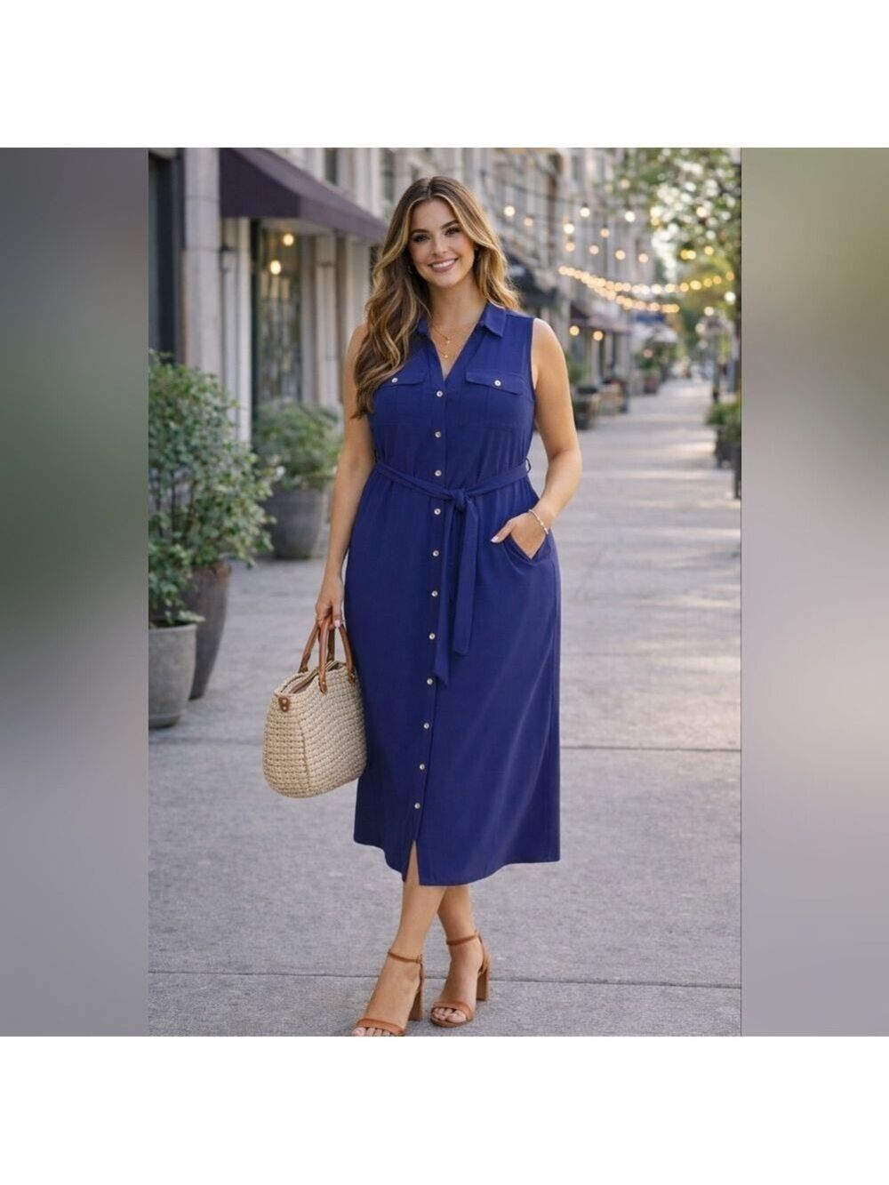 Versitle Button Up Women's Mid Dress.                 C1